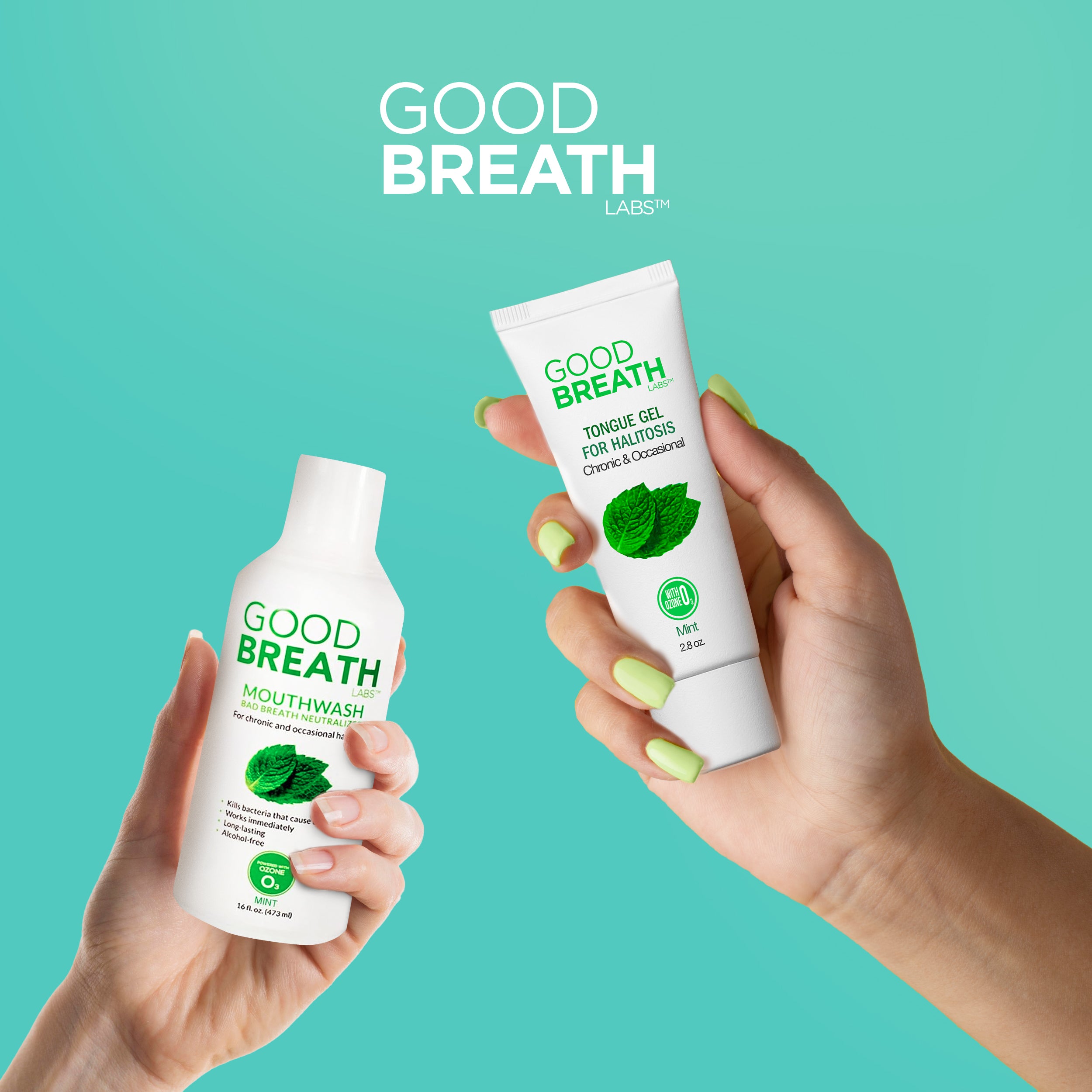 GBL Combo 3- Mouthwash Mint Mouth Rinse (16 Oz) + Tongue Gel (2.5 Oz)