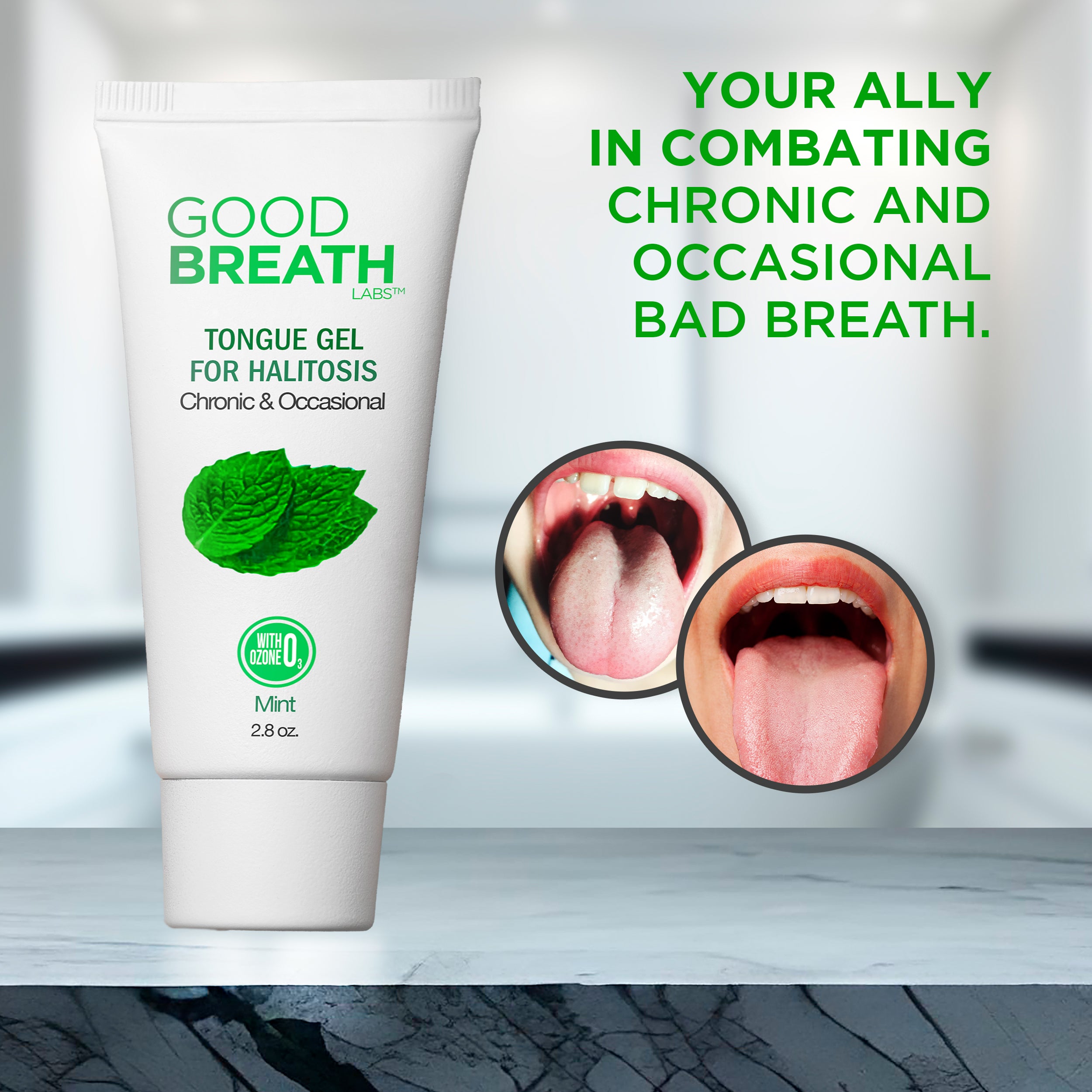Good Breath Family Pack 7 - Mouthwash Mint Mouth Rinse (16 Oz)+Toothpaste(2,5 Oz)+Tongue Gel(2.5 Oz)+Oral Spray Mint (2 Oz)+ Tongue Scraper + Mouthwash Travel Mint Size 2 fl. oz