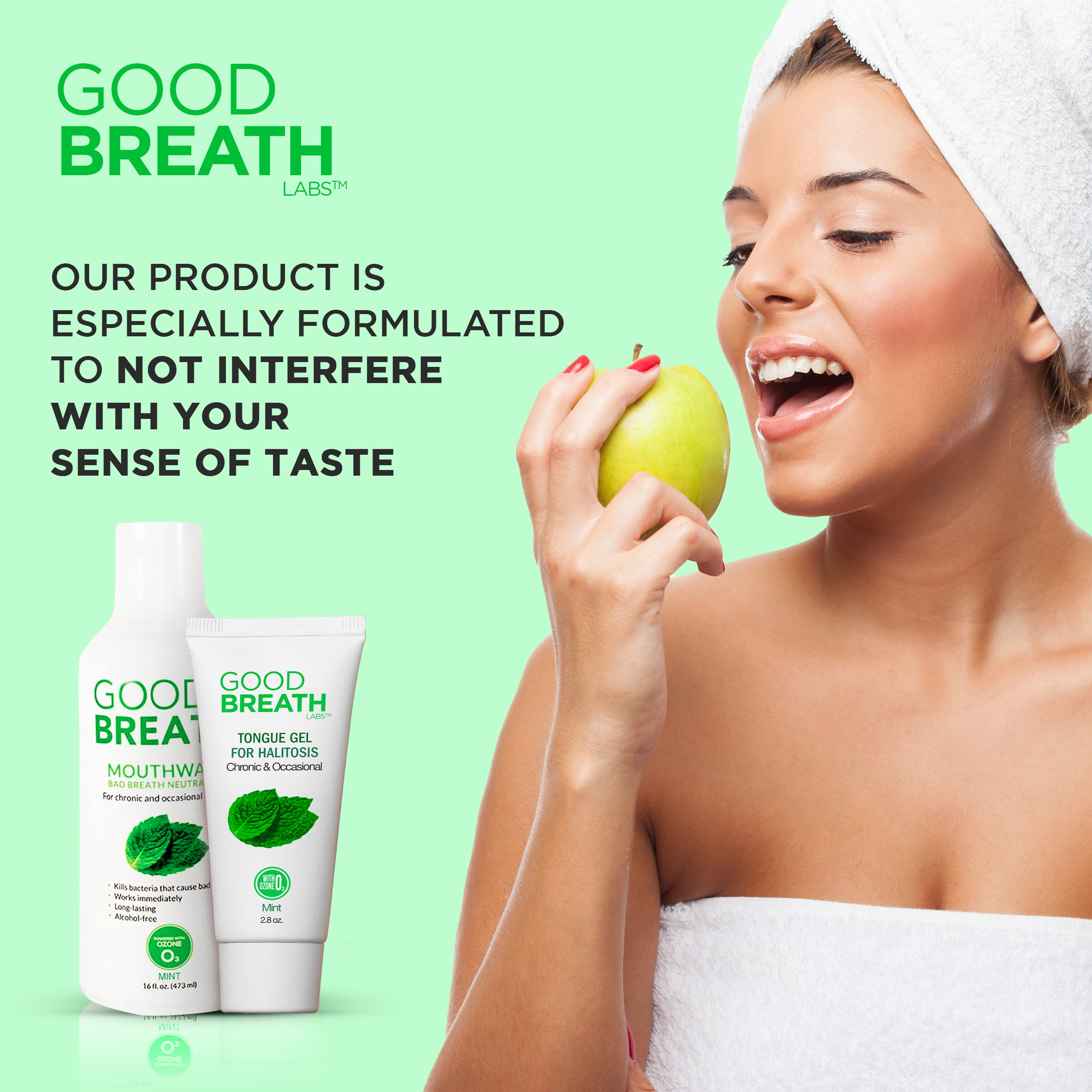 GBL Combo 3- Mouthwash Mint Mouth Rinse (16 Oz) + Tongue Gel (2.5 Oz)