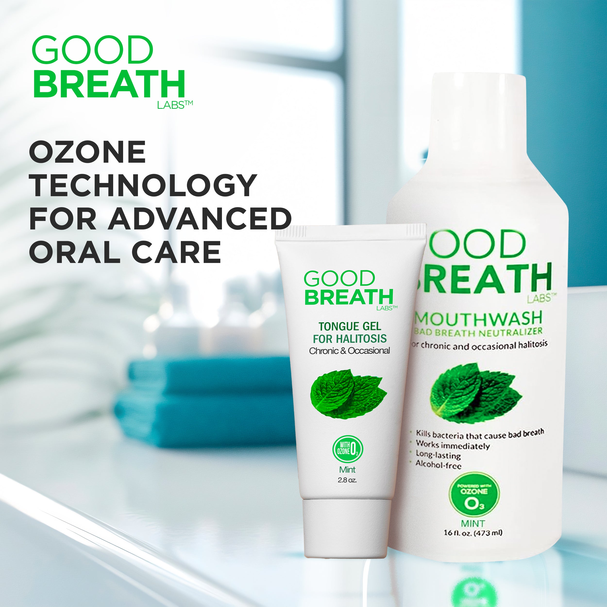 GBL Combo 3- Mouthwash Mint Mouth Rinse (16 Oz) + Tongue Gel (2.5 Oz)