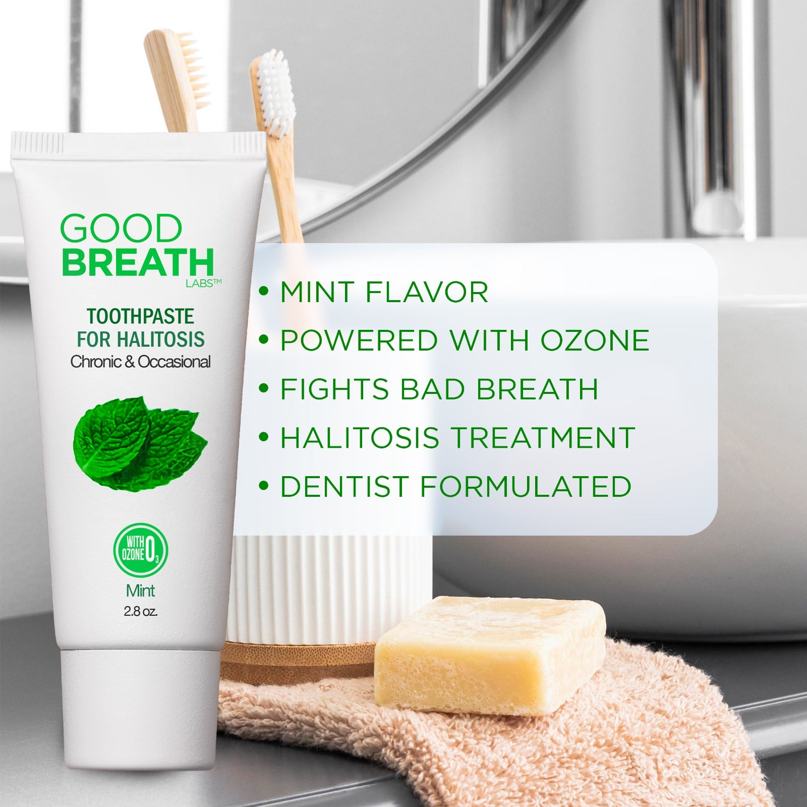 Good Breath Mint Toothpaste to Fight Bad Breath 2.5 Oz - 3 Pack